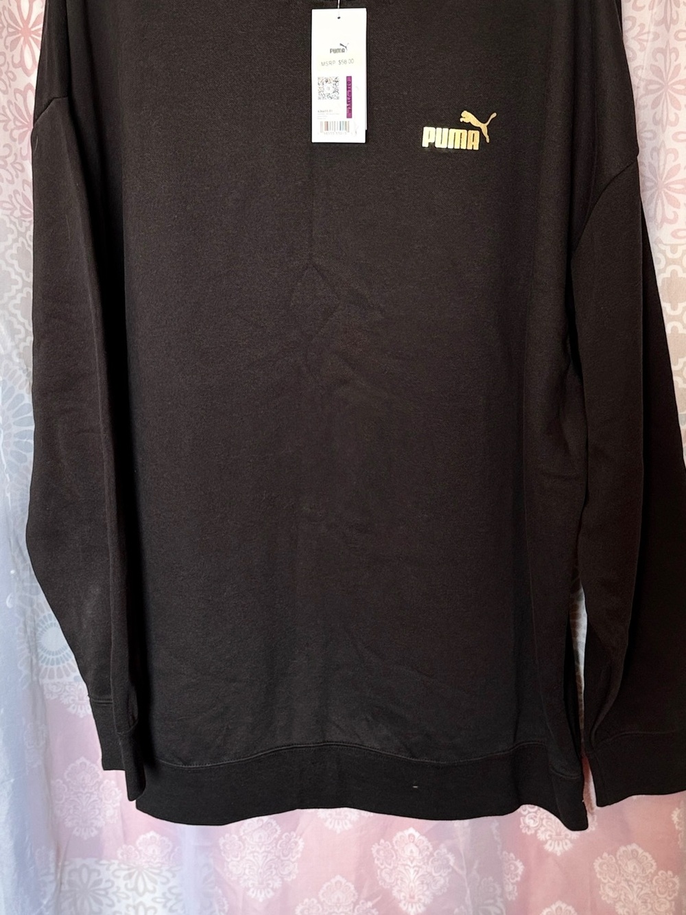 Puma Men's XXL Black Crewneck Sweatshirt with Gold PUMA Logo on front and back